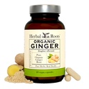 Herbal Roots ג'ינג'ר | אורגני ג'ינג'ר שורש קפסולות | 1,200 מ"ג של אבקת ג'ינג'ר טהורה לשרת | 60 קפסולות טבעוניות
