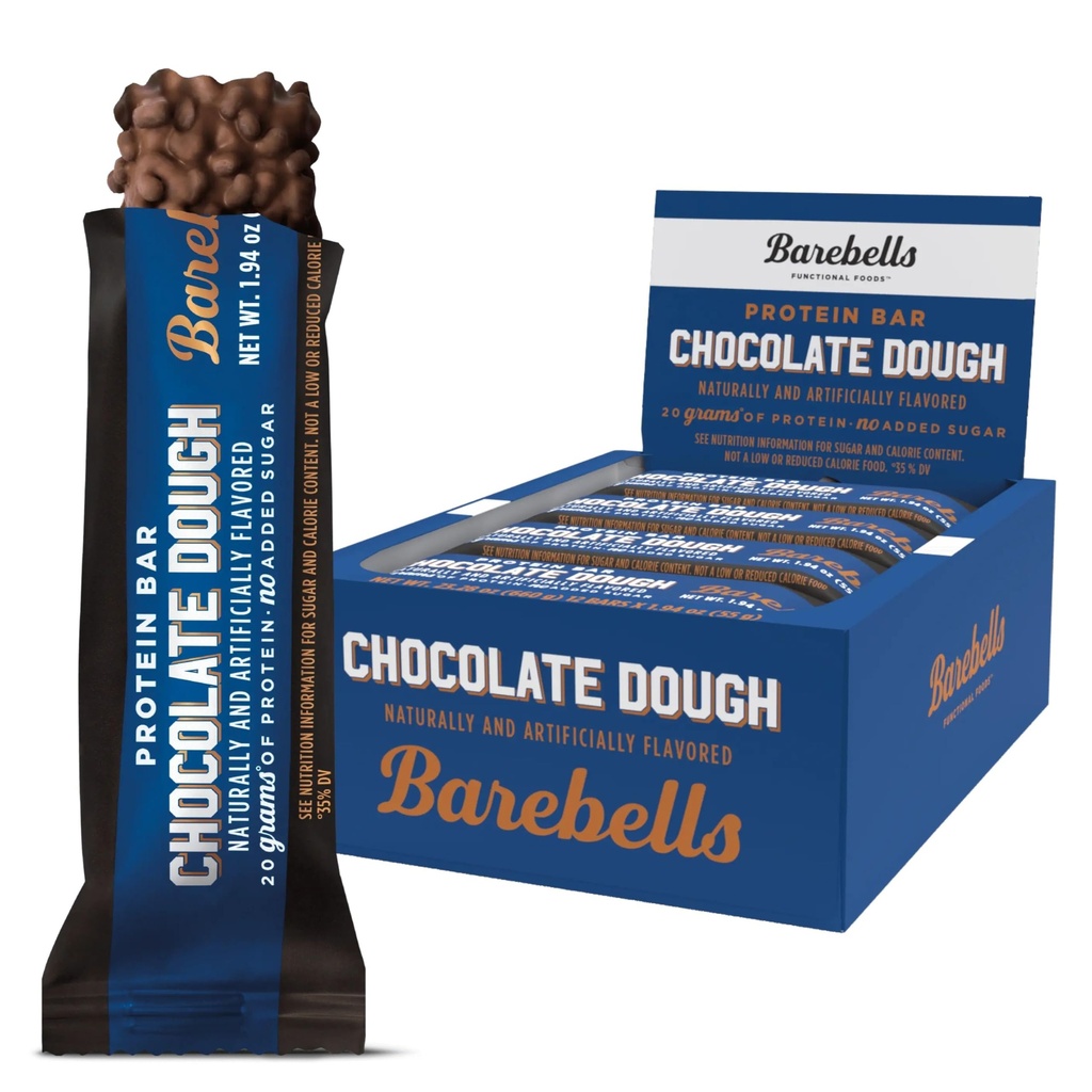 נביחות חלבון Bars שוקולד Dough - 12 Count, 20g גבוה חלבון טיפול - דיאטת שוקולד בר עם 1g Total Sugars - On- The-Go Breakfast or Post-Workout חטיף