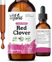 Wild & Organic Red Clover Extracts - תוספי Menopause עבור נשים - 600 מ"ג נוזל צהוב Clover Tincture - 1-Month Supply - Trifolium Pratense - סוכר ואלכוהול חינם - 2 oz