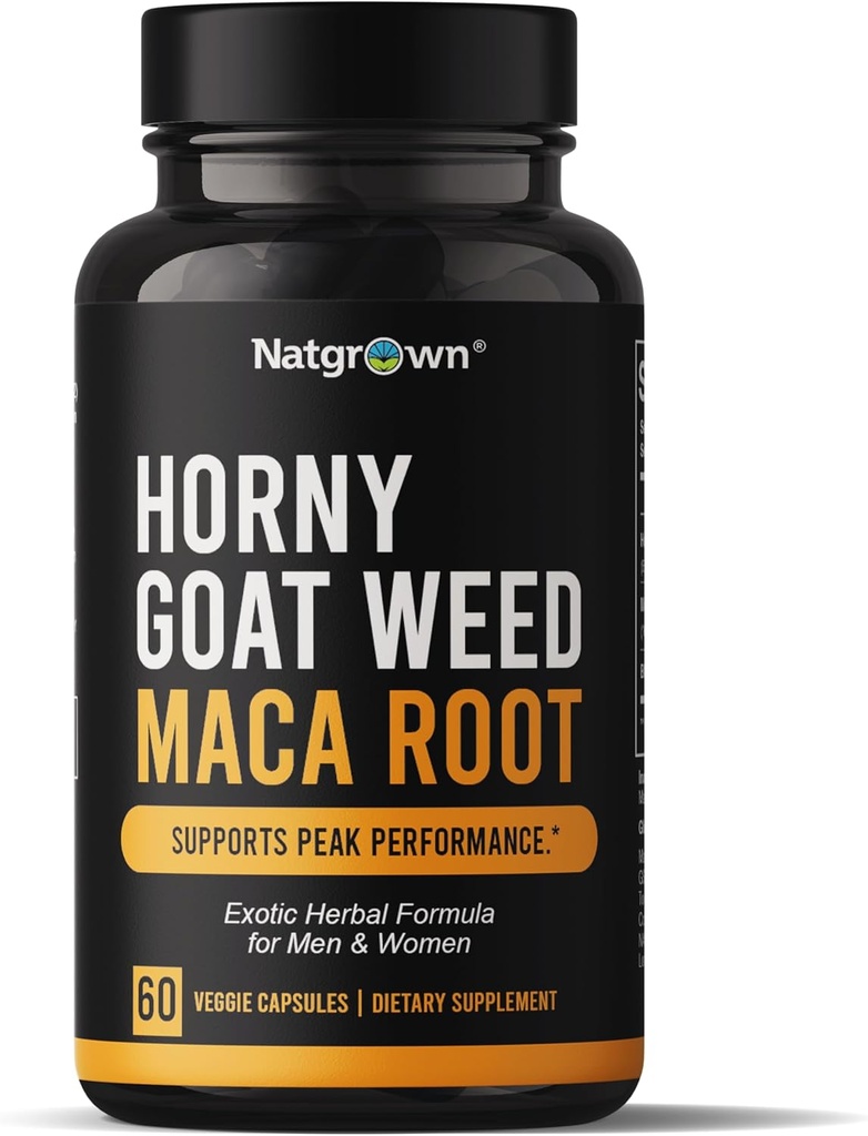 Natgro Horyt Weed ו- Maca Root Extract תוספי עבור גברים ונשים (Epimedium Extract, Horygoatweed) קפסולות טבעוניות - 60 Ct