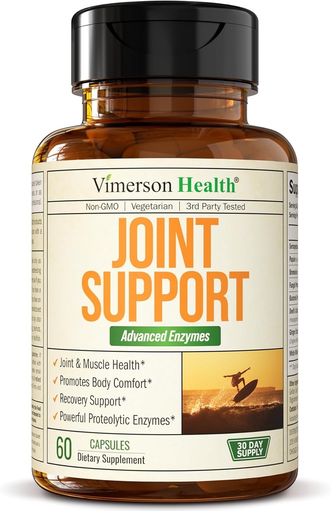 תוספת תמיכה משותפת עם Bromelain, Serrapeptase & Papaya Enzymes - Proteolytic Enzymes for Digestion & Recovery - Digestive Enzyme & Joint Complex for Men & Women - 60 נדחה קפסולות שחרור