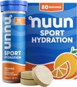 Nuun Sport Electrolyte Tablet עם Magnesium, Calcium, Potassium, Chloride & Sodium, Gluten Free & Vegan, Orange, 8 Pack (80 משרתים Total)