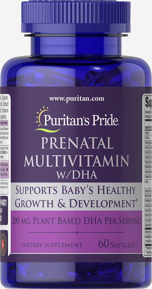 Prenatal Multivitamin עם DHA, תומך הצמיחה והפיתוח של התינוק, 60 Softgels, על ידי Puritan's Pride®