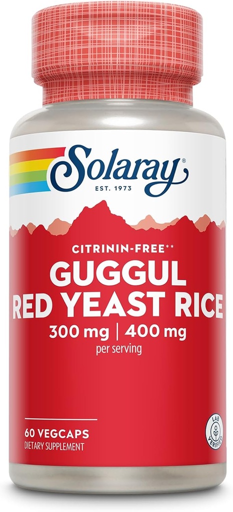 SOLAרי Guggul Gum Extracting & Red Yeast רייס | תמיכה פונקציונלית קרדיווסקולרית בריאה | רפואה סינית עתיקה ורפואה Ayurvedic Medicine Combo