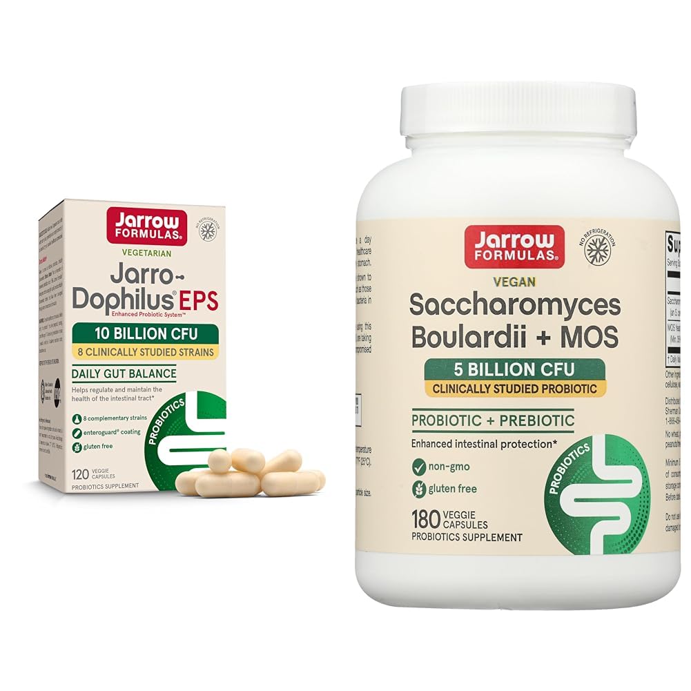 Jarrow Formulas Jarro-Dophilus EPS Probiotics 10 מיליארד CFU Saccharomyces Boulardii Probiotics + MOS 5 מיליארד CFU Probiotic Yeast