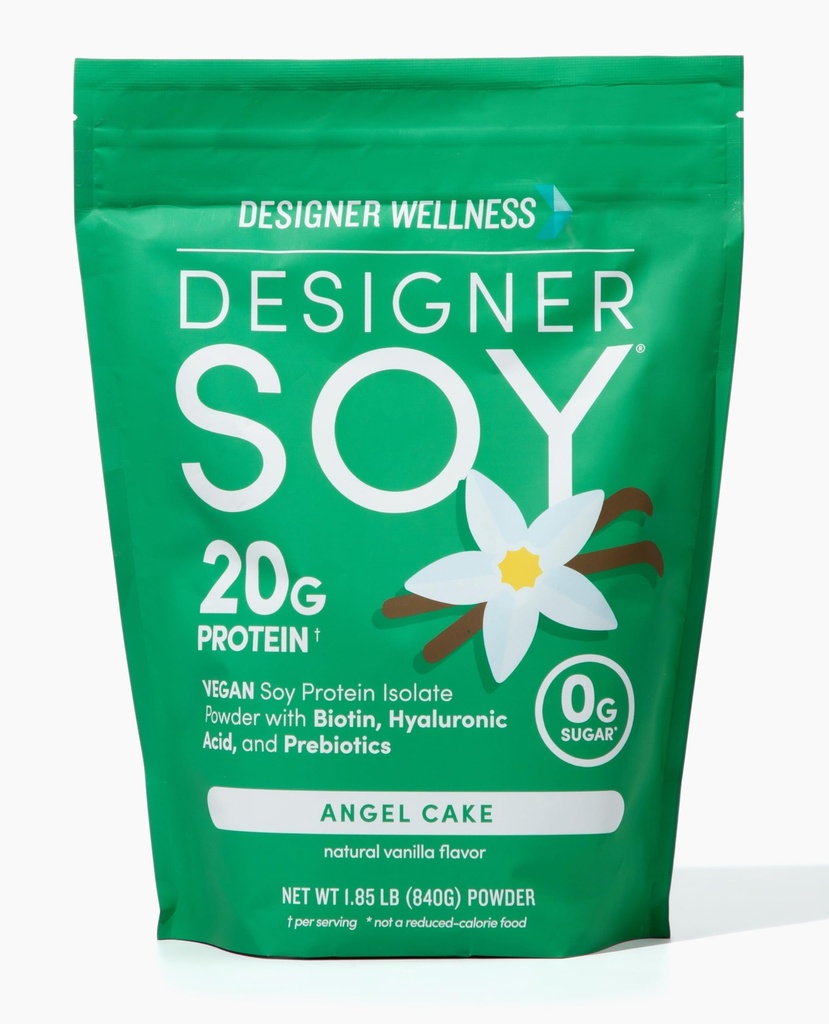 מעצב בריאות, Soy Isolate אבקת חלבון עם ביוטין, Hyaluronic Acid ו Prebiotics, טבעוני, 0 סוכר, non-GMO, Angel Vanilla, 1.87 lb