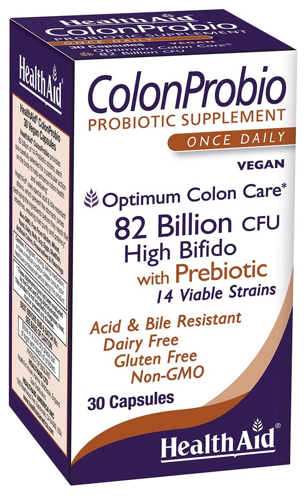 HealthAid VoiceProbio 82 מיליארד עם Prebiotic, 14 סטרינס, פעם דיילי, 30ct, Optimum Colony Care, Acid & Bile Resistant, חלב חינם, Gluten Free, non-GMO
