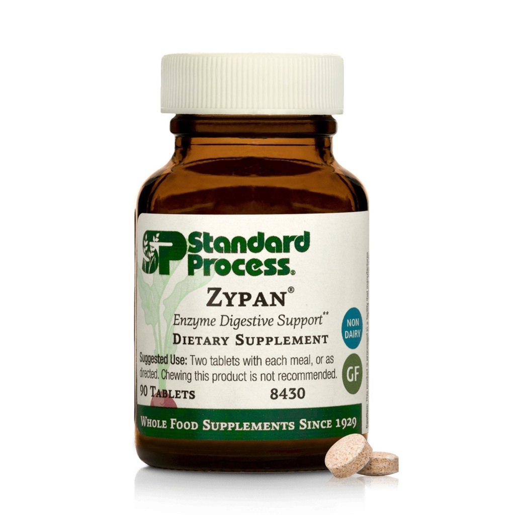 תהליך סטנדרטי Zypan - תוסף תמיכה לבריאות העיכול - HCI עם Pancreatin, Betaine hydrochloride & פפsin - תמיכה Macronutrient Digestion - 90 טבליות