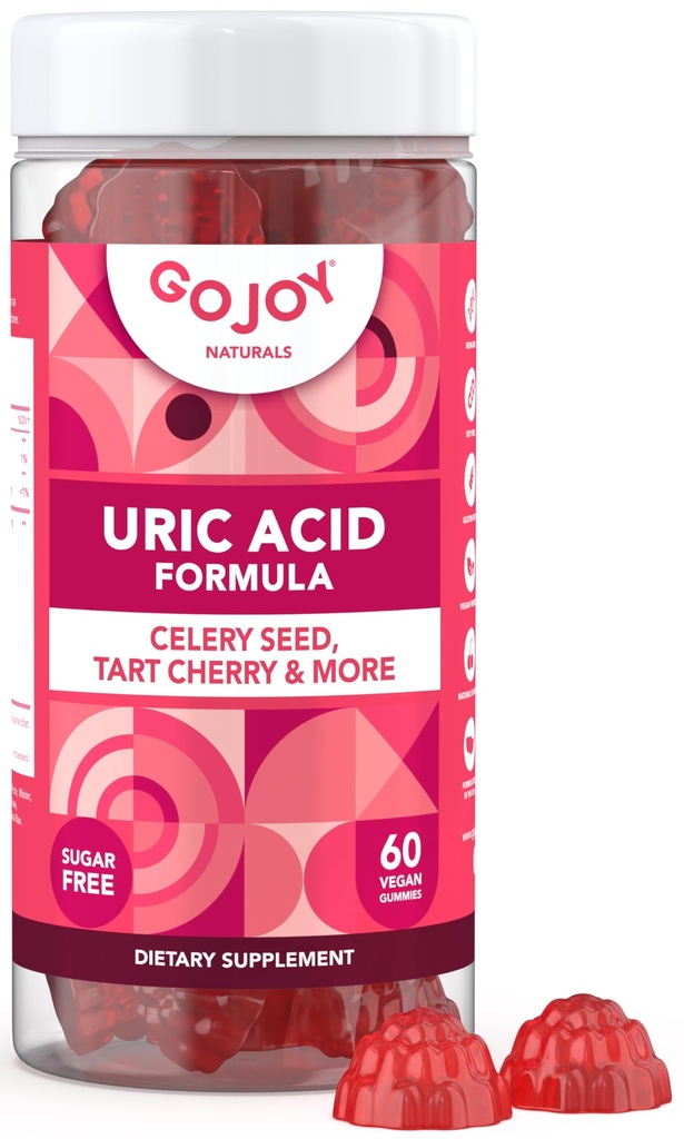 Uric Acid Support Formula for Adults - Tart Cherry Gummies with Celery Seed Extract - for Men and Women's Joints Kidneys ועוד - Soy & Sugar Free