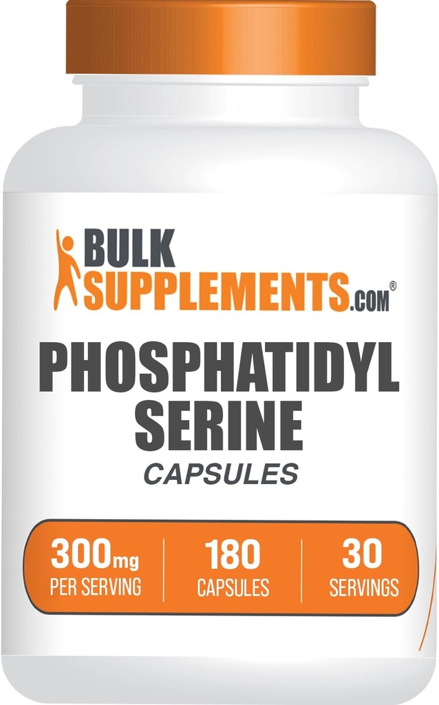BulkSupplements.com Phosphatidylserine קפסולות - תוסף Phosphatidylserine, Phosphatidylserine 300 מ"ג - מקורו Soy, 6 קפסולות לשרת, 180 קפסולות (Pack של 1)