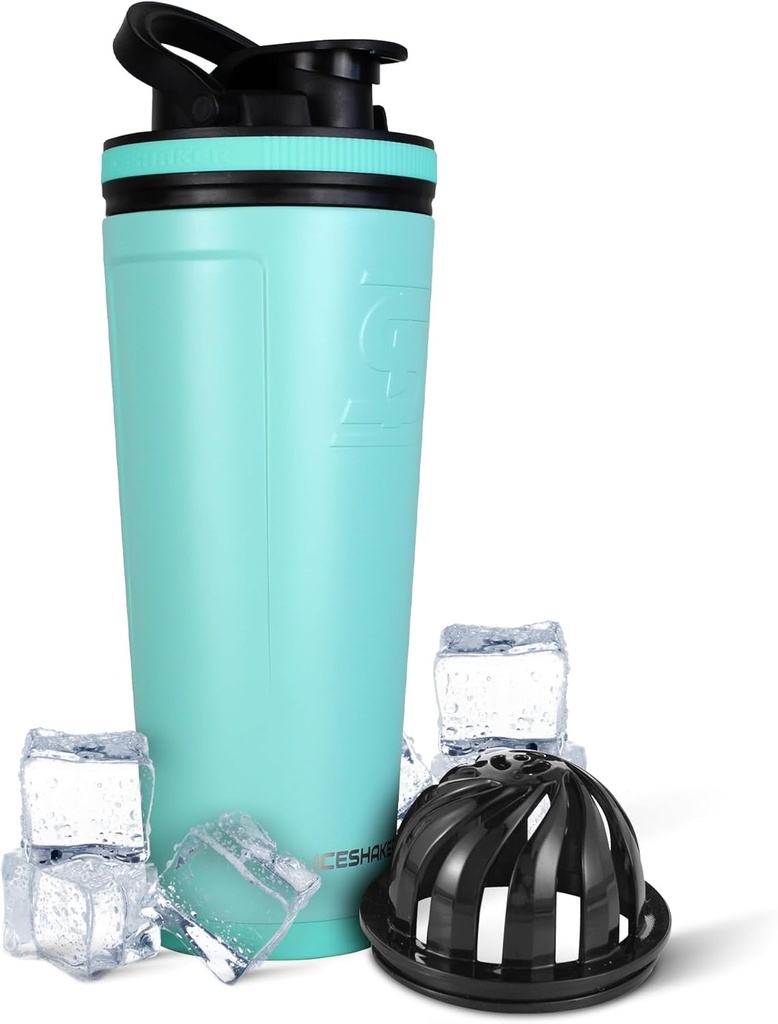 Ice Shaker Insulated Stainless Steel Shakerבק | 36oz, Mint | Cold for 30+ Hours | Insulated Cup with Twist-on Agitator | Odor-Free Bottle for Protein Shakes, Water, Smoothies, קוקטיילים
