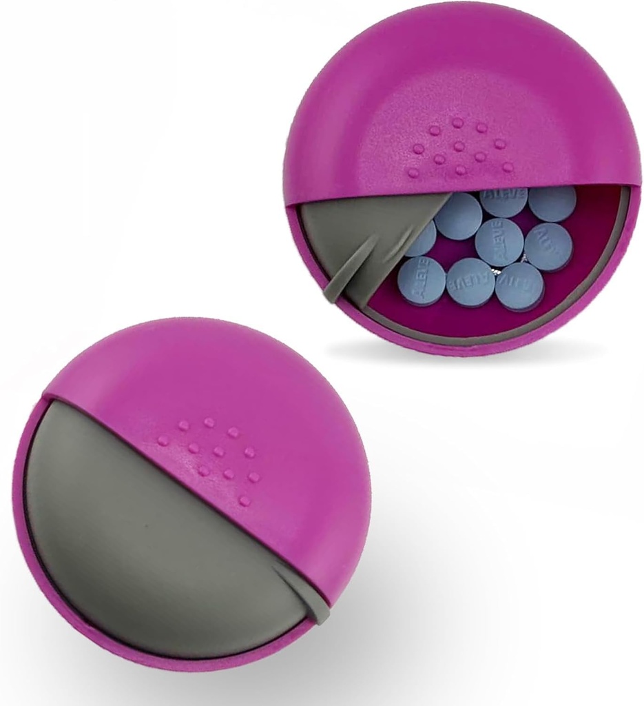 Round Travel Pill Organer - Portable Small Pill Box for Purse -קומפקטי, Leak-Proof Medicineer for Pills, ויטמינים, שמן דגים, תוספים - BPA-Free, Durable Design, 2.75 (Pink)
