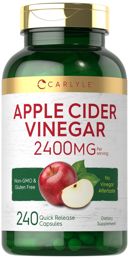 Karlyle Apple Cider Vinegar כמוסות 2400 מ"ג | 240 Count | Non-GMO, Gluten Free Supplement
