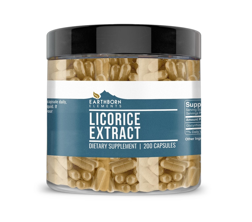 Earthborn Elements Licorice לחלץ 200 קפסולות, Pure & Undiluted, ללא תוספת