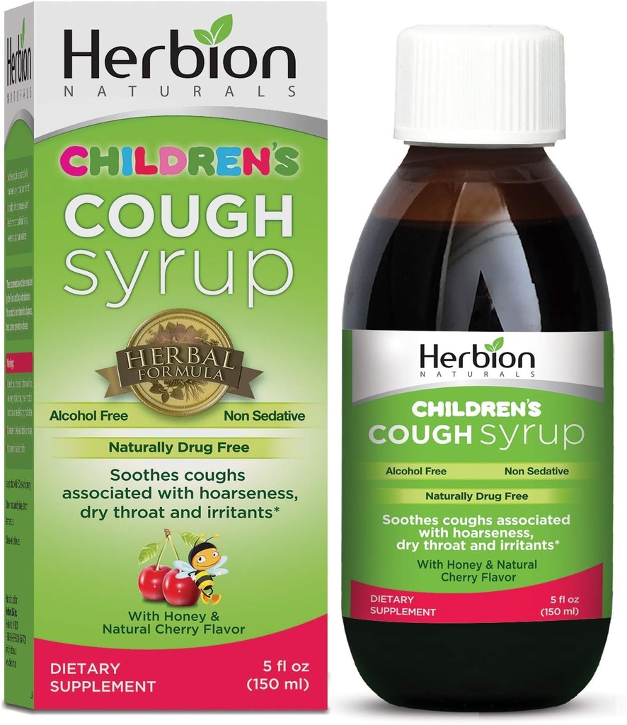 Herbion Naturals Cough Syrup for Children - 5fl oz - תוסף טוב עם דבש טבעי וצ'רי פלאמור.