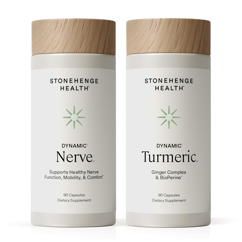 Stonehenge Health Dynamic Nerve + דינמי Turmeric Bundle תוספי תמיכה נוחות, טילינג, Numbness, Burning