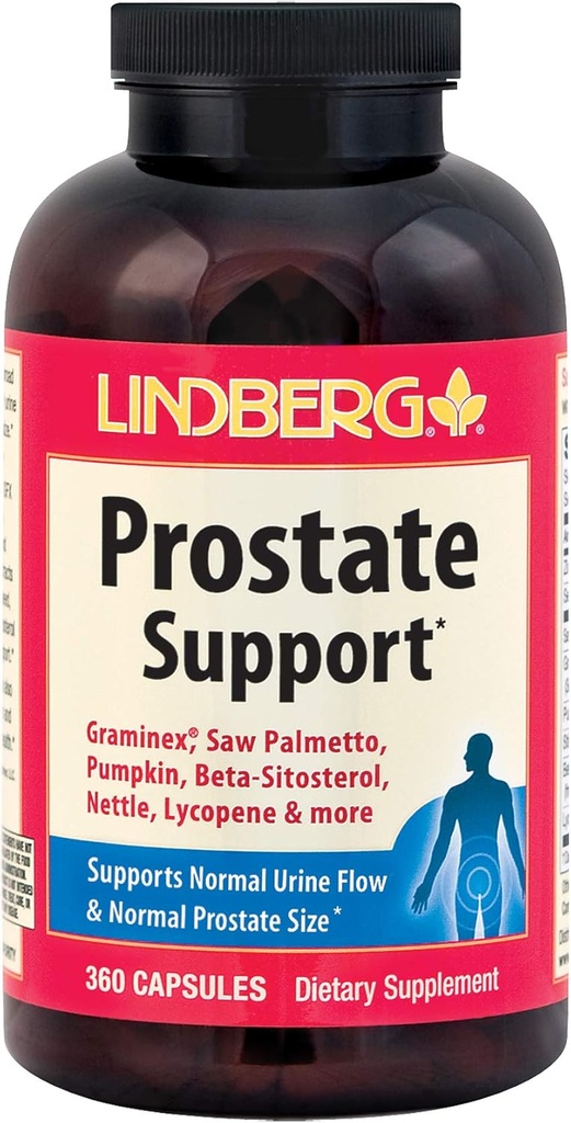 Lindberg Prostate Support * עם Graminex, Saw Palmetto, Pumpkin, Beta-Sitosterol, Nettle, Lycopene ועוד (360 קפסולות)