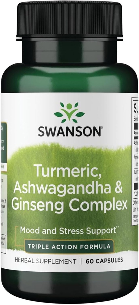 Swanson Full Spectrum Turmeric Ashwagandha & גינזנג מורכב 60 קפסולות