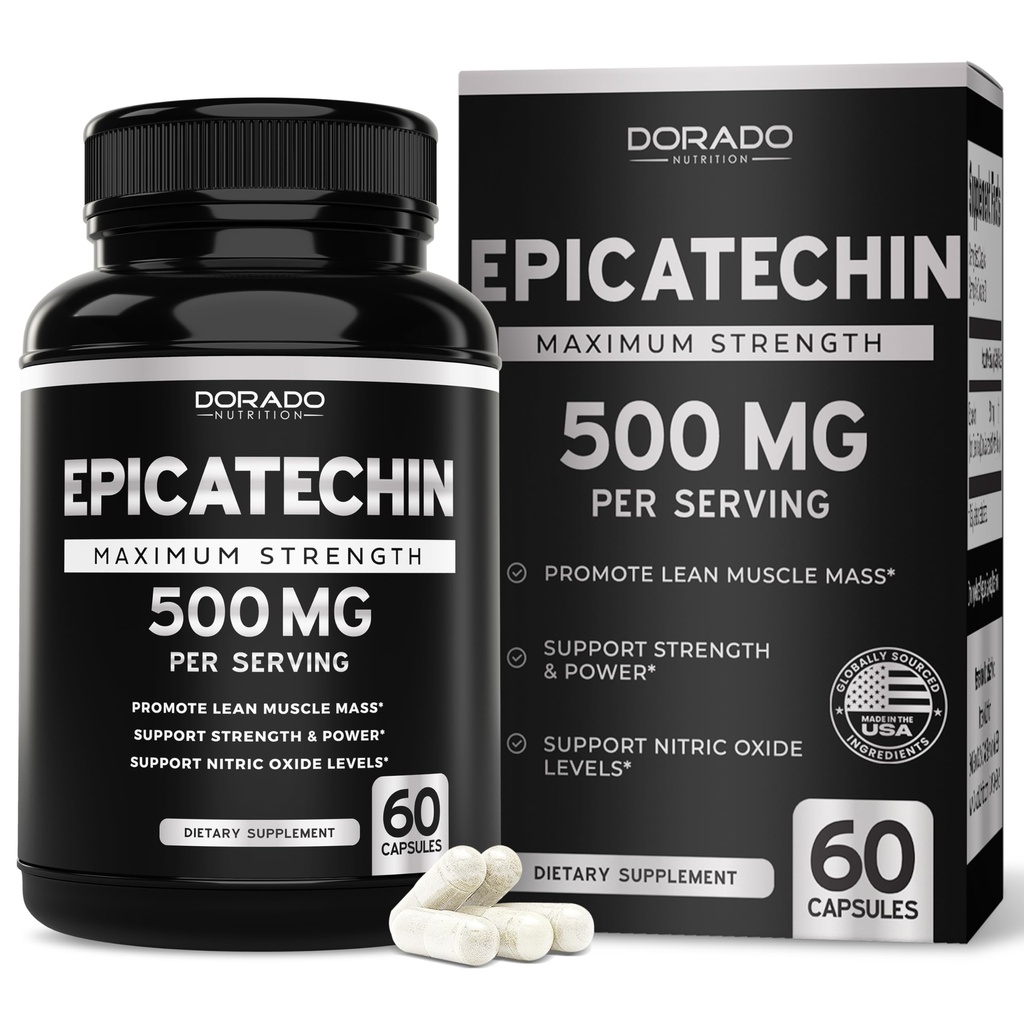 Epicatechin לחלץ 500 מ"ג פרי (60 קפסולות) Myostatin Inhibitor, Myostatin Blocker עבור שריר Lean, Nitric Oxide, Stamina & Endurance - Non GMO, תוסף ושלישי צד נבדק