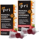 P.R.I Manuka Honey Lozenges with Propolis, Soothing Cough and גרון טיפות, MGO 300+ Certified (Strawberry, 16 Count/2 Pack)