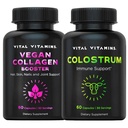 ויטמין Vitals טבעוני קולגן Booster כמוסות + Colostrum קפסולות