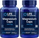 Life Extension Magnesium Caps 500 מ"ג, 270 קפסולות (Pack of 2) - טבעוני, non-GMO, Mag Complex תוסף w/Oxide, Citrate, Succinate