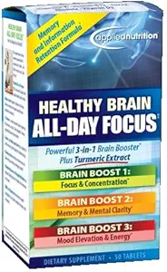 Applied Nutrition Healthy Brain All Day Focus, 50 טבליות Per Bottle (3 Pack)