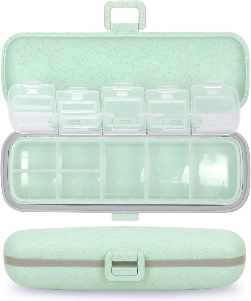 חברת Naturetouch Pill מארגנת, 7 השוואתיות גלולות Box Portable Travel Medicine מארגנת עבור Purse או Pocket Day Pill Dispenser Storage Case with Lock for הויטמינים שמן דגים