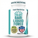 Bari Liquid Force One a Day Bariatric Multivitamin with Iron - Rapid Absorption Gel Caps for Gastric Op, Bypass, Duodenal Switch - Superfood Band - Bariatric Must Haves for Women & Men