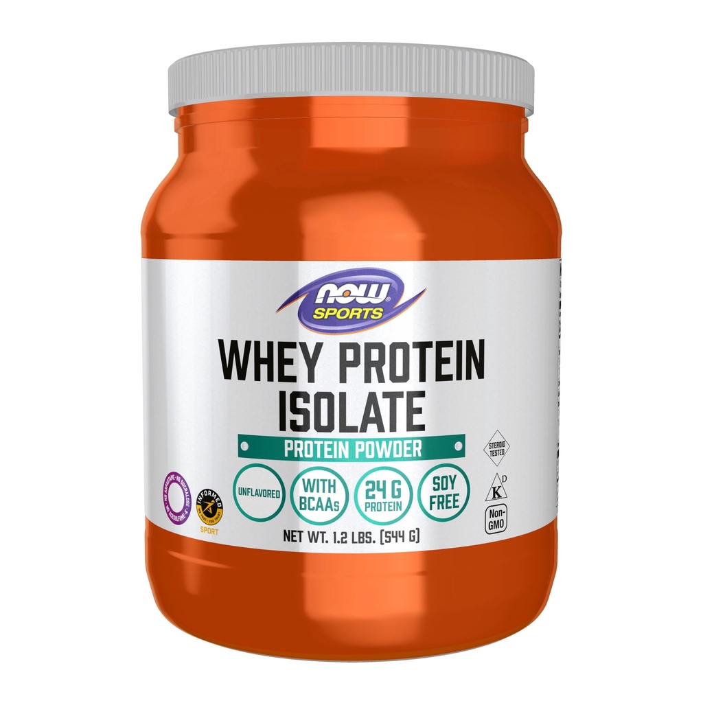Now Sports Whey Protein Isolate אבקת עם BCAAs - Unflavored - 1.2 lb