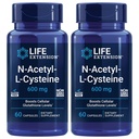 Life Extension N-Acetyl-L-Cysteine (NAC), Immune Response, Respiratory Health, Liver Health, NAC 600 מ"ג, אבטחה נוגדי חמצון, רדיקלים חופשיים, קל ל Absorb - 2 Pack x 60 קפסולות