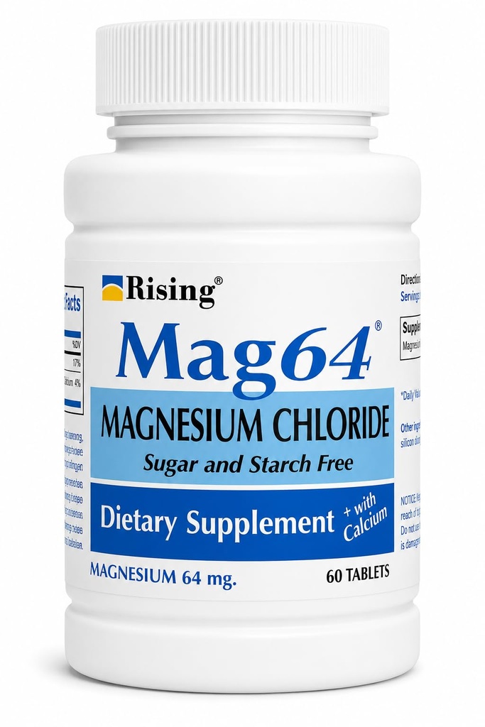 Rising Pharma - Mag64 Magnesium Chloride עם טבליות Calcium