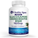 Glucosamine Chondroitin Advanced Joint Support Tripple Power with Zinc and Copper, תוסף משותף לגברים ונשים עבור Cartilage and Joint Health, Made in USA, 90 Veg Tablets
