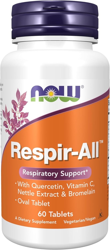 עכשיו תוספי מזון, Respir-AllTM עם Quercetin, ויטמין C, Nettle Extract and Bromelain, Respiratory Support *, 60 טבליות