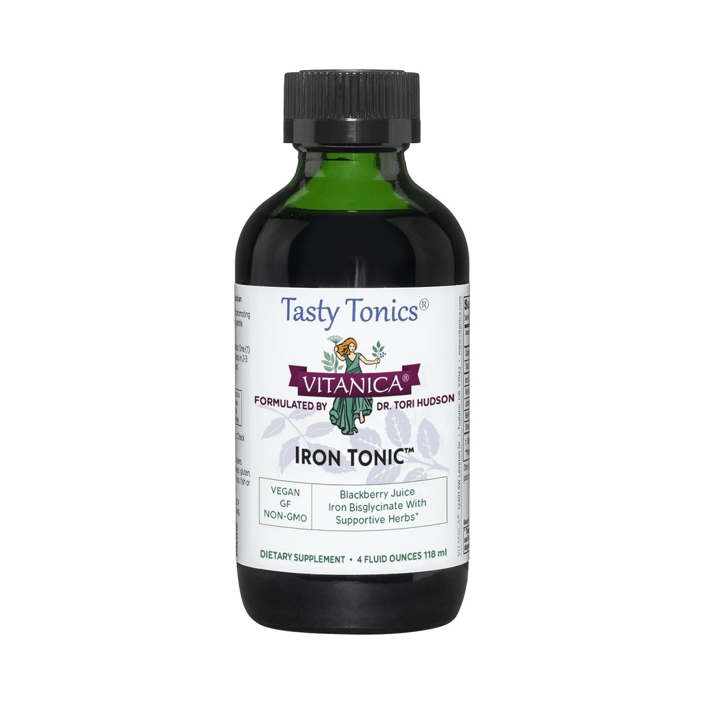 Vitanica Iron Tonic, נוזל ברזל תוספת, Red Blood Cell Support, Vegan, 4 Ounce
