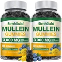 2 Pack Sugar Free 3000MG Mullein Gummies - Lungse, Mullein Leaf Extract תוספת עבור Respiratory, אורגני מולליין טיפות עם Quercetin & Bromelain for Lung, Digestive Health & Immune