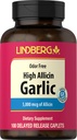 Lindberg Garlic תוספת גלולות | 500mg | 100 Caplets | Odorless with High Allicin (5000mcg) | Allium Sativum Extract