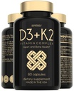 SuperSelf Vitamin D3 K2 Capsules - Vitamin D3 5000 IU and Vitamin K MK7 100mcg - 60 Capsules - USA Made Vegetarian Vitamin D Supplement - High Strength VIT D for Bones, Muscle, Teeth, Immune System