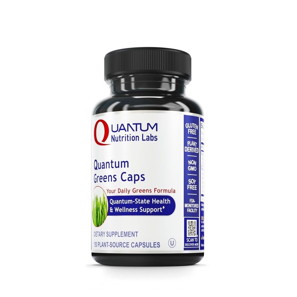 Quantum Nutrition Labs Greens כמוסות - Super Greens קפסולות, ירקות תוספי מזון, Superfood ל- Wellness, אורגני Veggie Pills עם Kale, Leafy Greens, Alphalfa - 150 קפסולות צמחוניות