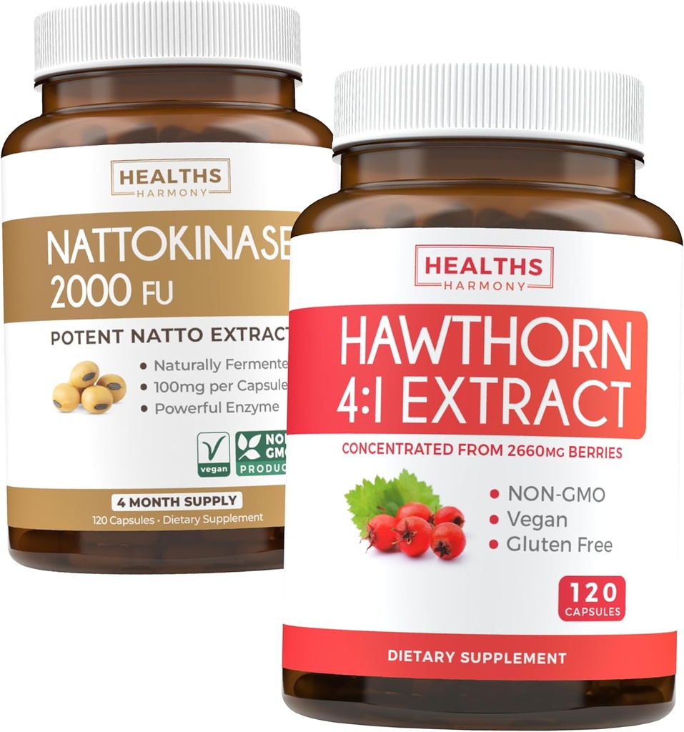 Nattokinase & הותורן (4-Month Supply) Nattokinase ברי הרמוני - Nattokinase 2000 FU Powerful באופן טבעי פורה Soybeans (4-Month Supply) & Holhorn Brad 4:1 Extract - טבעוני ולא GMO