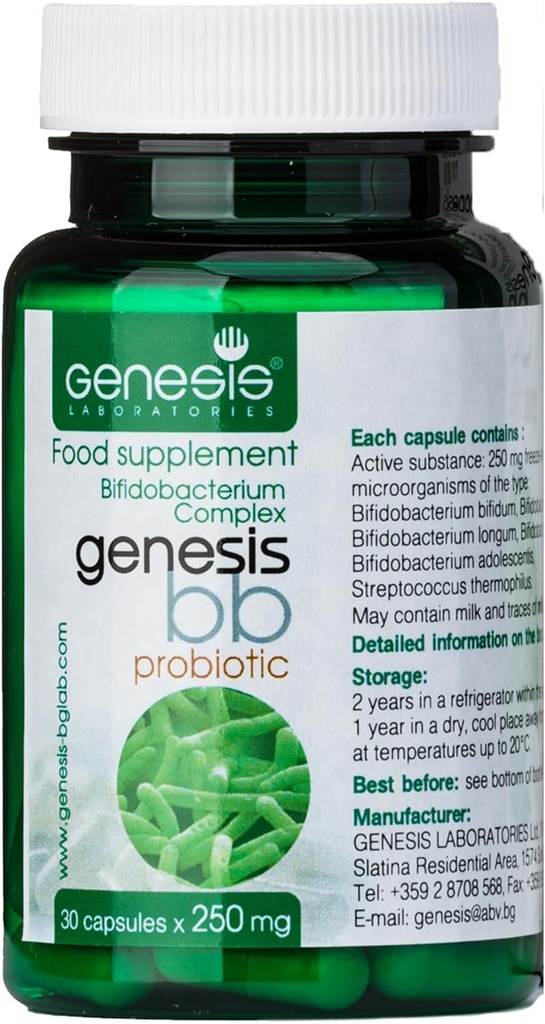 Genesis LABORAIES Probiotics with Bifidobacterium spp. 250 מ"ג 30 קפסולות Immune Support Gut Health Probiotics for Digestive Health Anti Bloating for Men and Women Got Recovery Probiotic