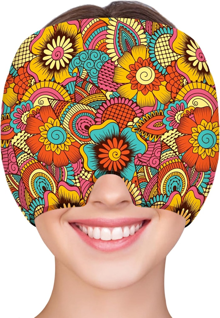 ZNÖCUETÖD Migraine הקלה Cap Cold Cap Hat for Migraines HeadacheSus Stress Tension Head Ice Pack Wrap Migraine Mask Over Cap Ice Beanie Hot/Cold Compression Women