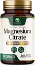 Magnesium Citrate 1000mg - High Absorption Magnesium תוספת תמיכה שריר, עצם, עצב ובריאות הלב - תוספת כוח Magnesio Complex Pills - non-GMO, Premium Energy Formula - 180 קפסולות
