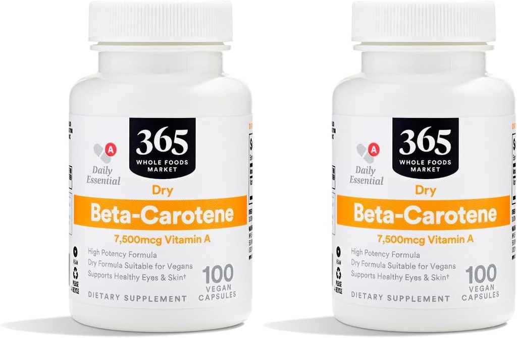 365 על ידי Whole Foods Market, Beta Carotene מייבש 15000 MCG, 100 Count (Pack of 2)