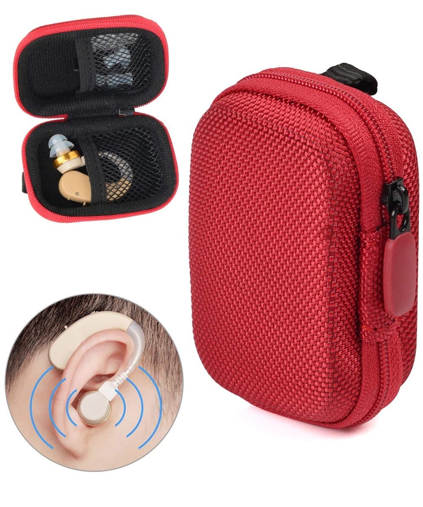 מקרה מוגן עבור שמיעה עזרה, שמיעה Amplifier, מכשיר שמיעה אישי, מכשיר שמיעה, מכשיר הקשבה, Strong Mini Case with Mesh Pocket, Universal Design