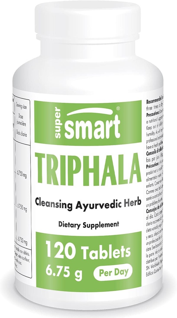 סופר חכם - Triphala 6.75 g Per לשרת - עם Amla, Behada & Harada - ניקוי פנימי עבור העיכול - תוסף טבעי Detox | Non-GMO & Gluten חינם - 120 קפסולות צמחוניות