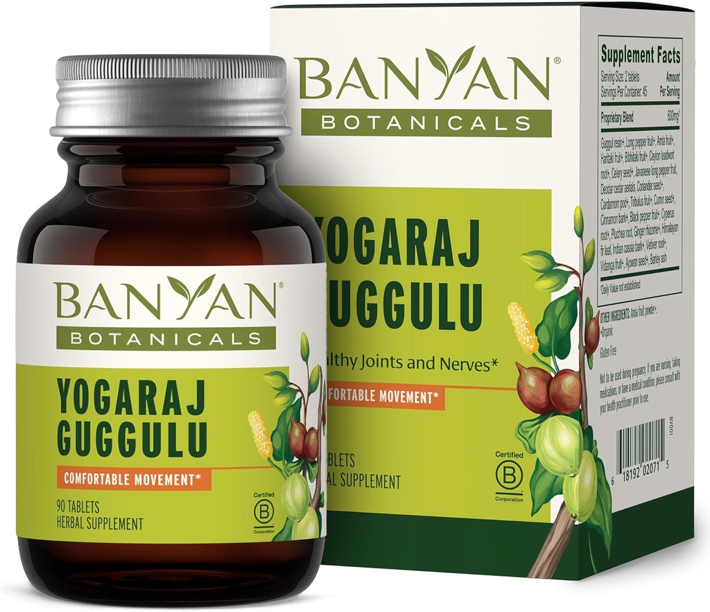 Banyan הבוטנים יוגהraj Guggulu - תמיכה משותפת אורגנית תוספת ­­-Ayurvedic בלגן לתמיכה במערכות Skeletal ו Neuromuscular * - 90 טבליות - Non-GMO, ללא ספק מקור, טבעוני