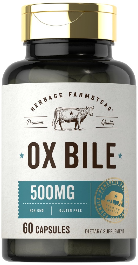 קרלייל Ox Bile תוספת 500 מ"ג | 60 קפסולות | Enzymes | Non-GMO & Gluten Free