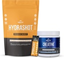 hydrotion & Performance Bundle: 150g Micronized Creatine Monohydrate & hydroshot כתום אלקטרוליטה אבקה (15 משרתים) - סוכר חינם, טבעוני, מושלם עבור Endurance & Recovery