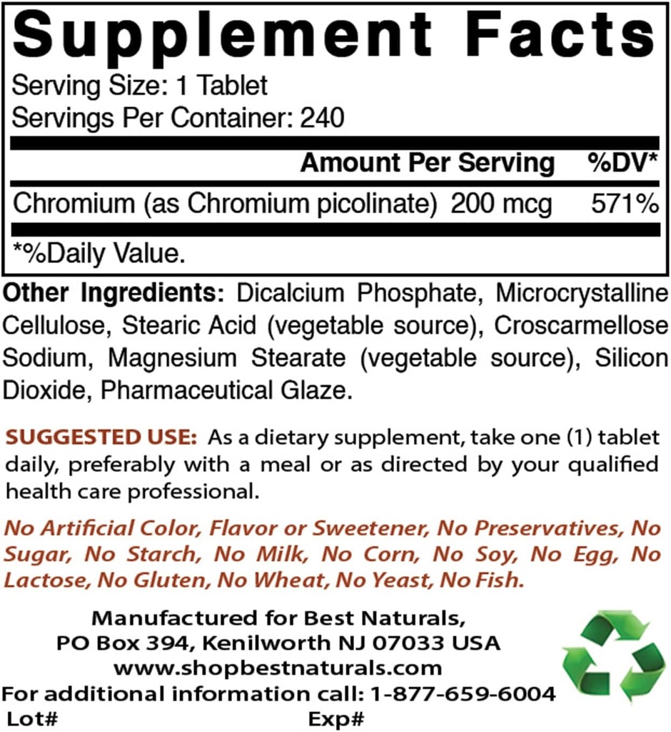 Chromium Picolinate 200 mcg & ויטמין C 1000 מ"ג